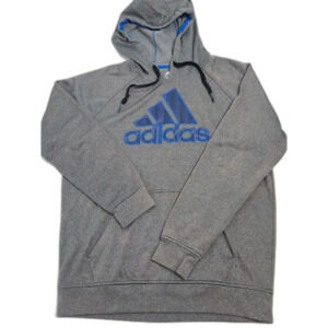 Adidas Performance Tech Fleece Hoodie | Men's Size L | Gray & Royal Blue